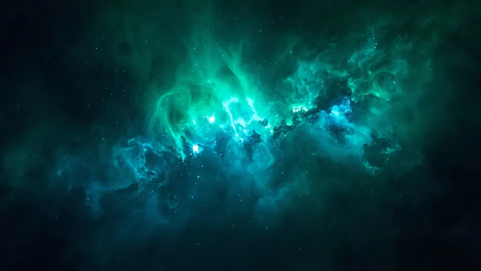 blue-green interstellar stardust cloud